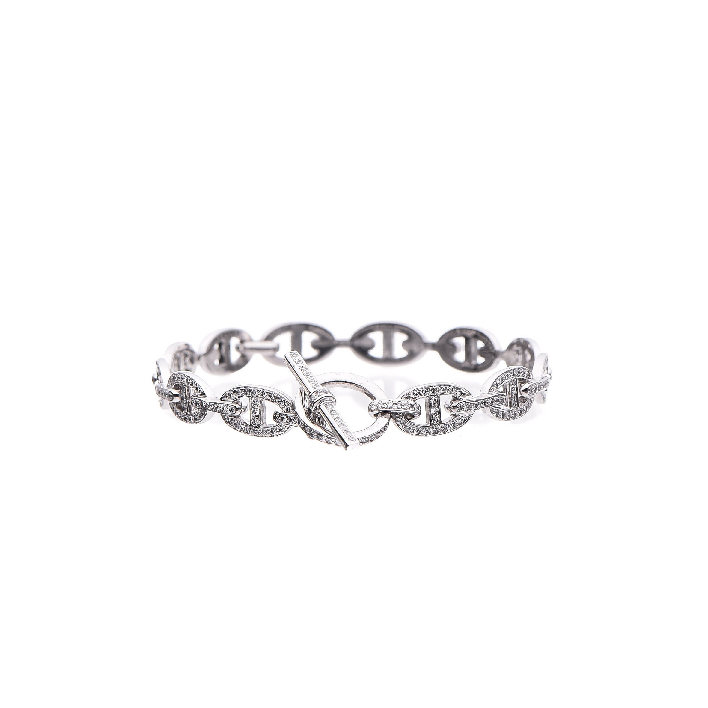 h**mes an 18k white gold & Di*m*nd chaine d''ancre enchaÎnÉe bracelet
